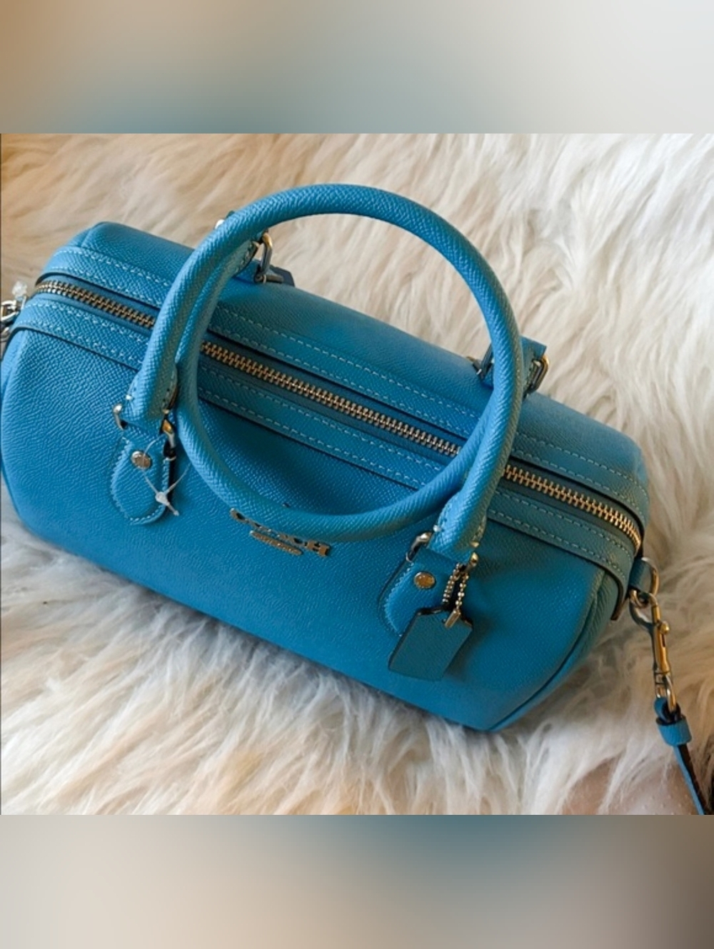 Coach Rowan Pebbled Leather in Turquoise Blue - Picture 5 of 10